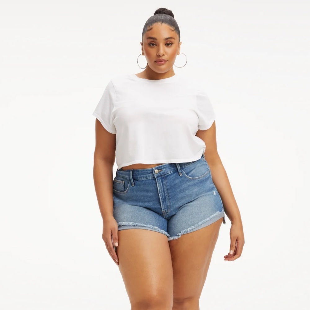 GOOD AMERICAN GOOD CURVE DEMIN SHORTS - BLUE466